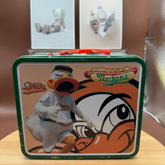 Vintage Long Island Ducks Nathans Hot Dog Promotion Tin Lunchbox - Picture 1 of 6